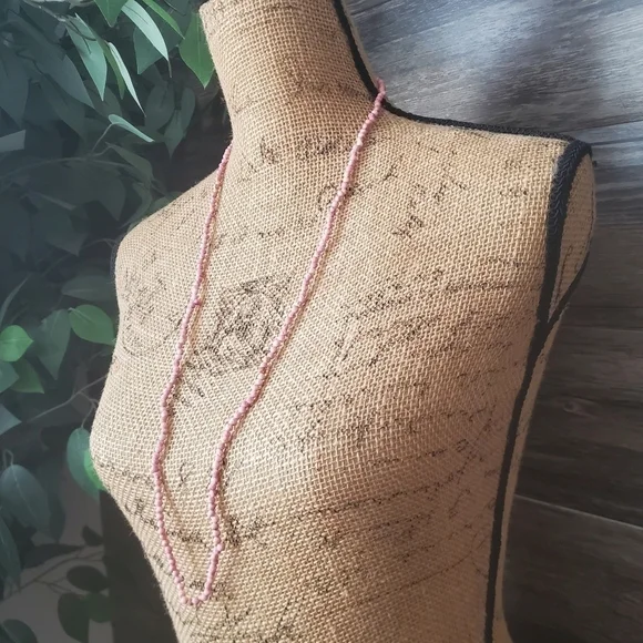 Pastel Pink Beaded Necklace Beachy Summer - Picture 7 of 10